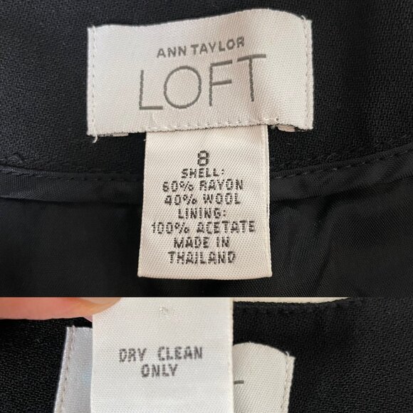 Ann Taylor Loft Black Wool Blend Lined Trouser Career Dress Pants Women’s Size 8 - Picture 3 of 7